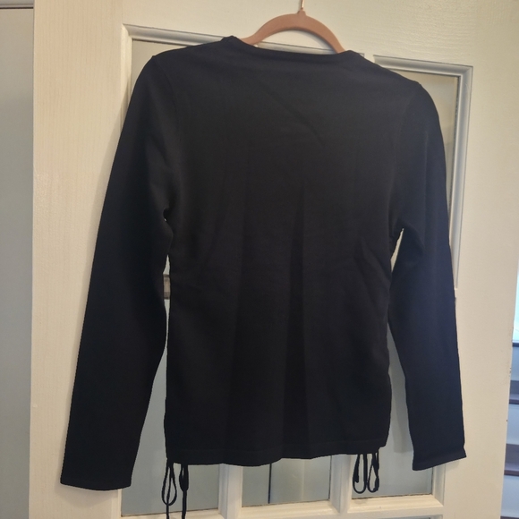 Aleeza Elegant Black Oliva Sweater with Gold Pin Accents & Cinched - Picture 5 of 7